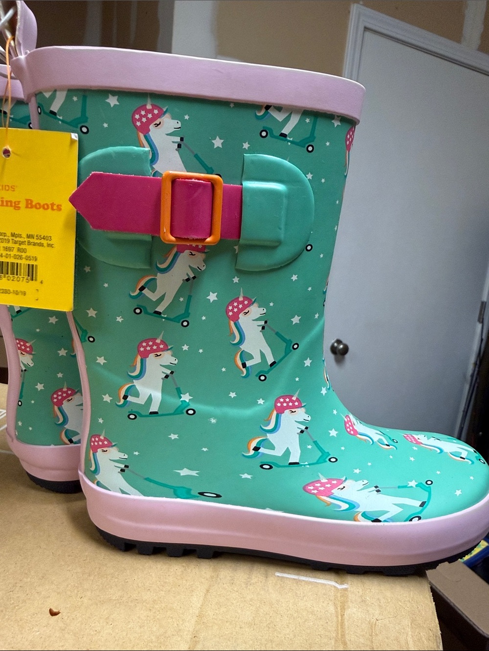 Sun Squad Kids Unicorn Rain Boots in Mint Green & Pink NWT